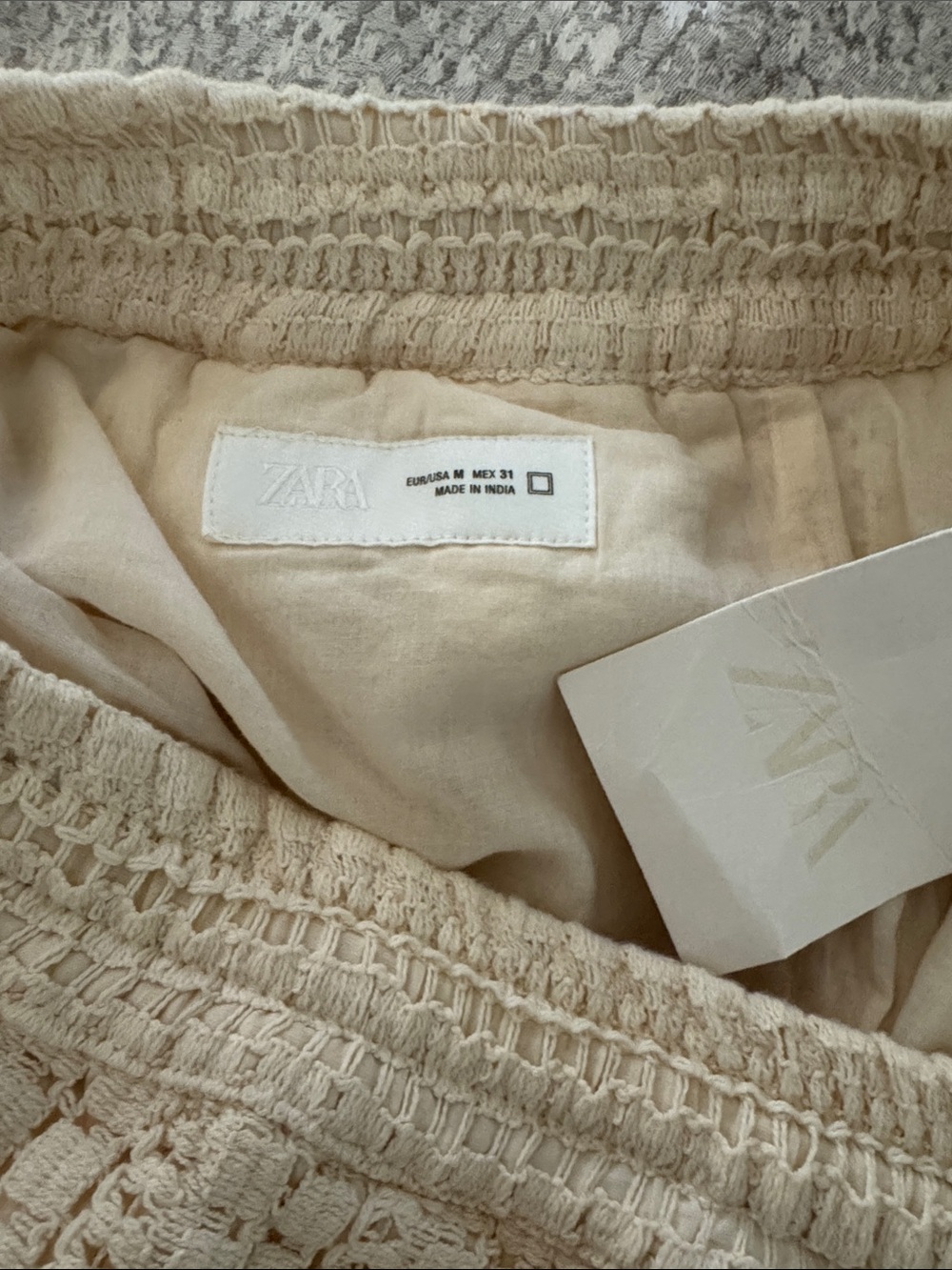 Zara Cream Crochet Drawstring Shorts - Picture 4 of 5